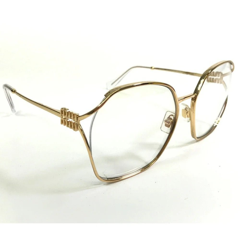 Miu Miu Eyeglasses Frames SMU 52W 5AK-08N Gold Oversized Semi Rim 60-19-125 - Picture 3 of 12